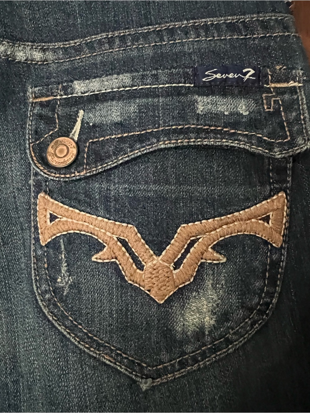 Seven7 Dark Blue Wide Leg Flare Jeans - Picture 4 of 8